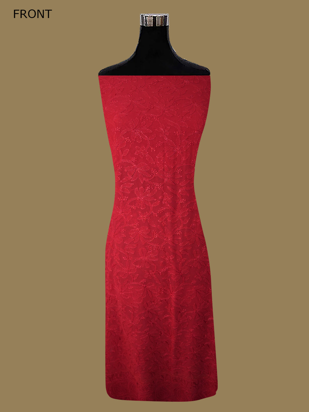 Women Hand Embroidered Chikankari Viscose Georgette Kurta Fabric PC4122-RED