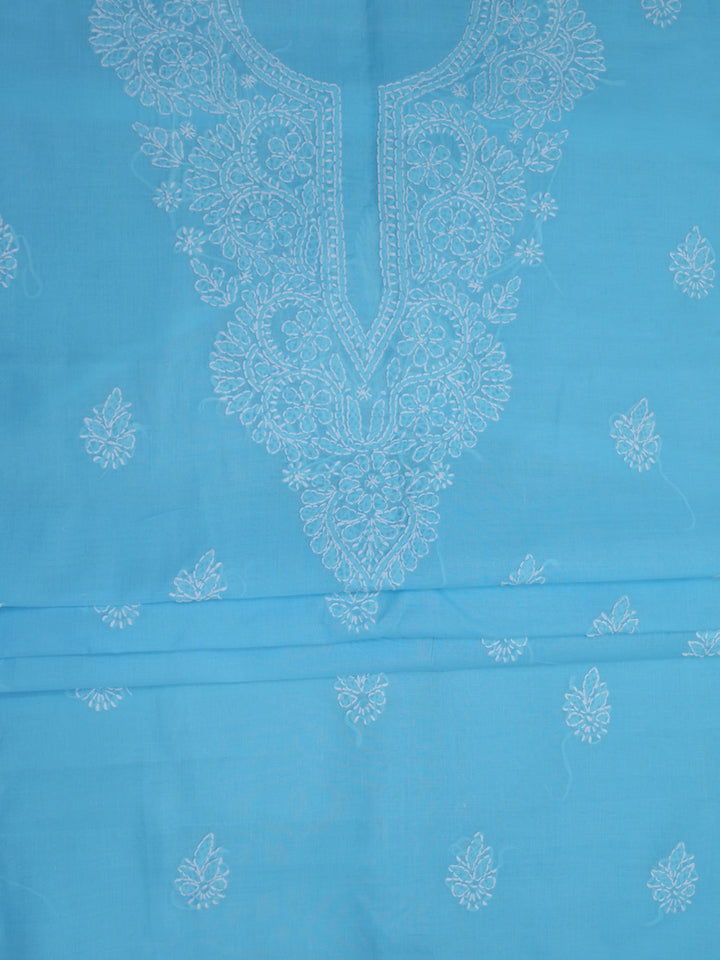 Women Hand Embroidered Cotton Chikankari Dress Material PCSCU00104FS Blue
