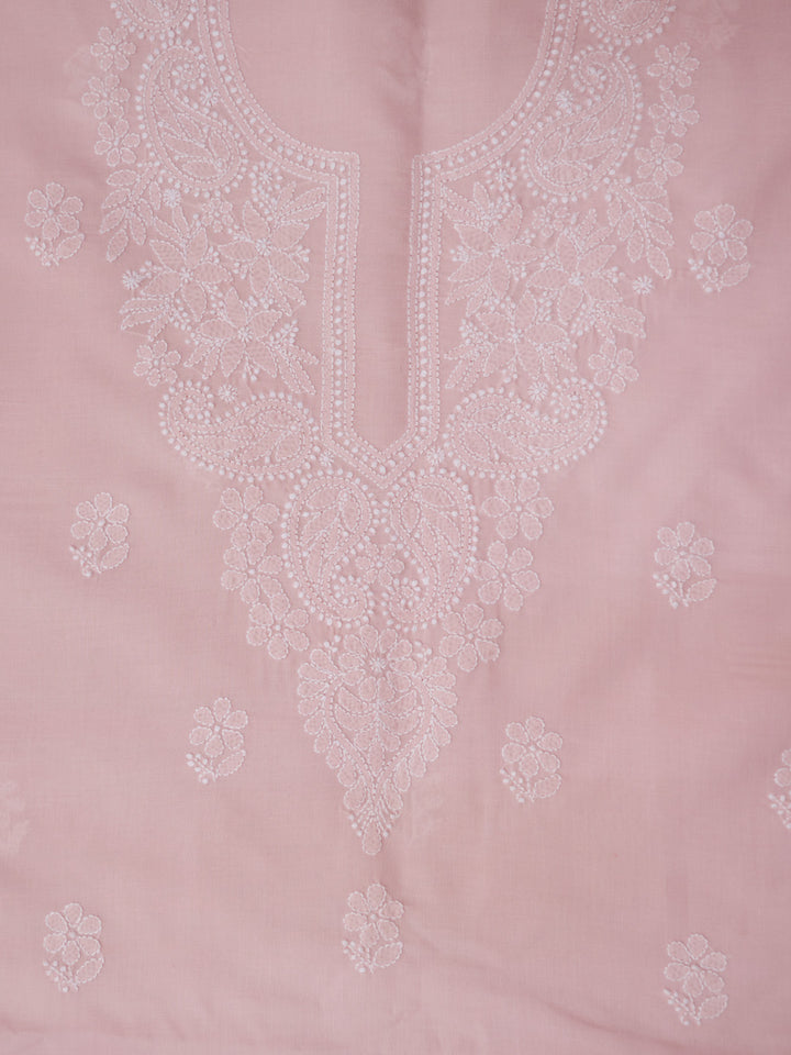Women Hand Embroidered Chikankari Cotton DressMaterial PCSCU00104FS-LIGHTPEACH