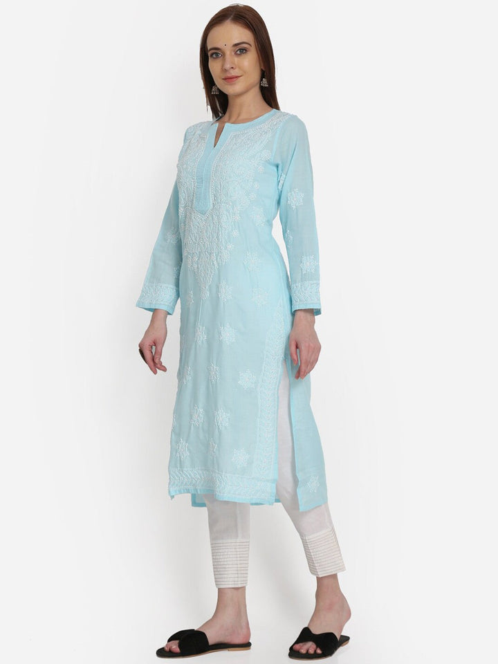 Hand Embroidered Cotton Straight Kurta-PC3435