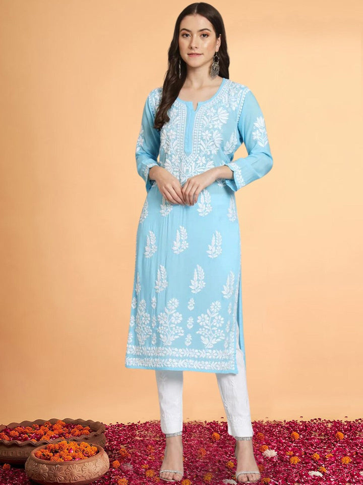 Women Hand Embroidered Chikankari Modal Straight Kurta- PC3659