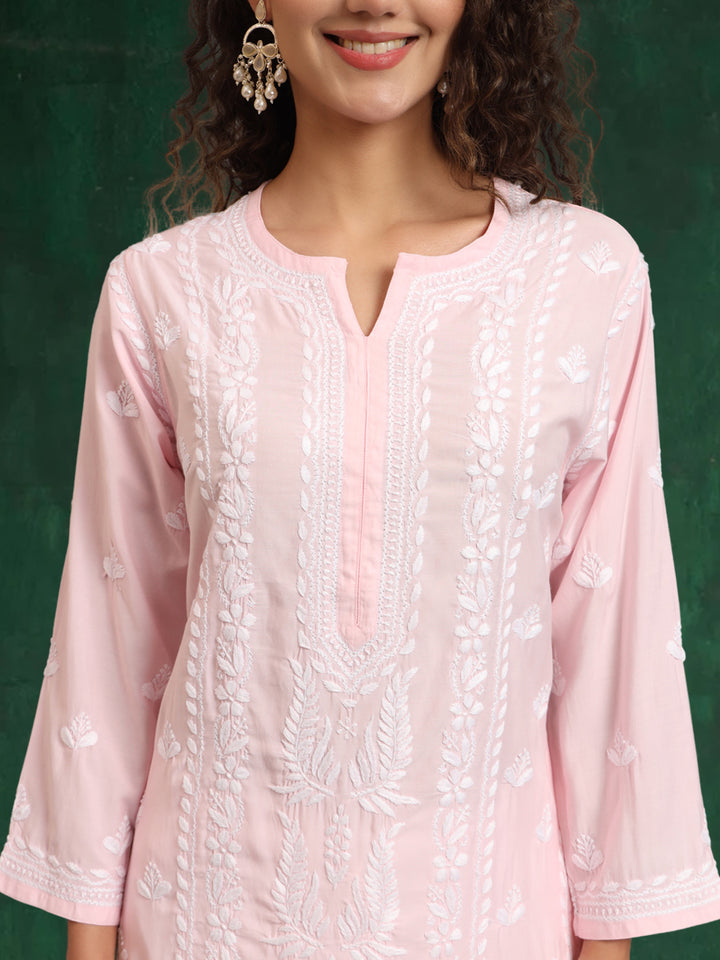 Hand Embroidered Chikankari Modal Straight Kurta- PC4052