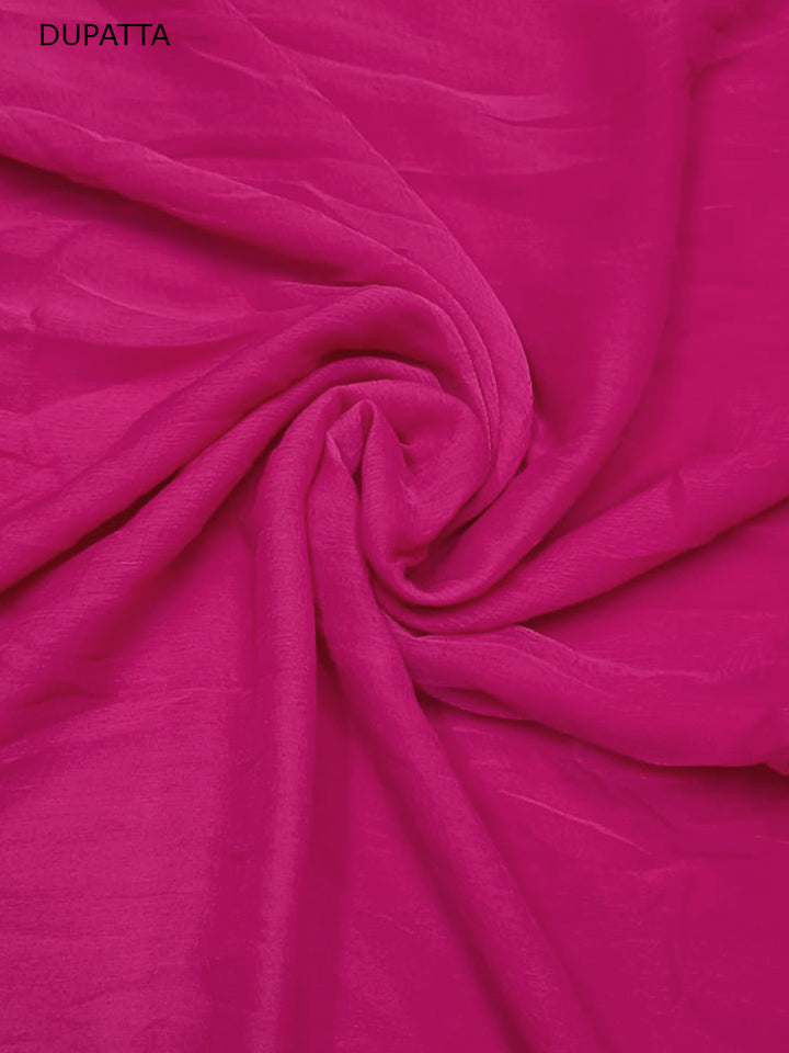Women Hand Embroidered Chikankari Cotton Dressmaterial PCSCU00104FS-MAGENTA