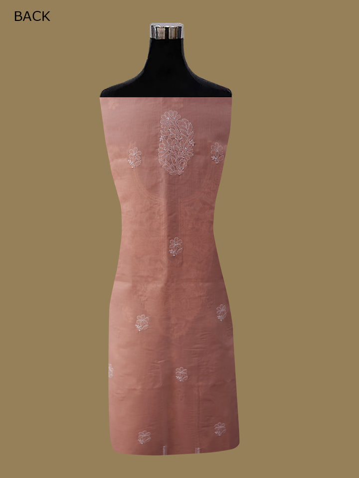 Women Hand Embroidered Cotton Chikankari Dress MaterialPCSCU00104FS-RUST