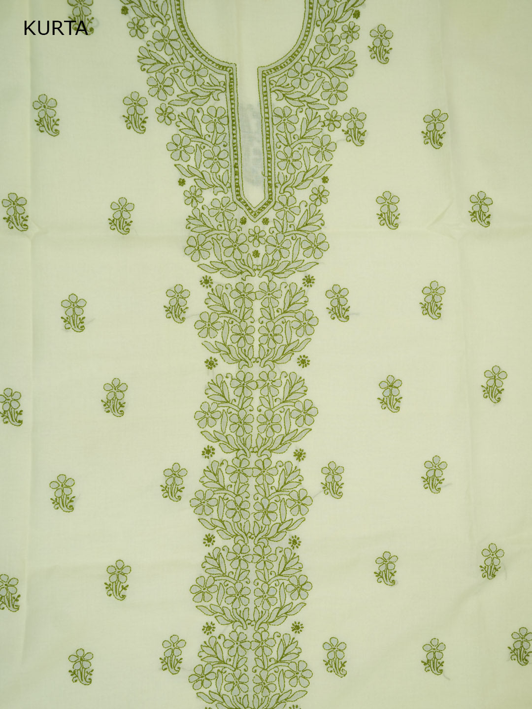 Women Hand Embroidered Cotton Chikankari Dress MaterialPCSCU00406FS-LEMON