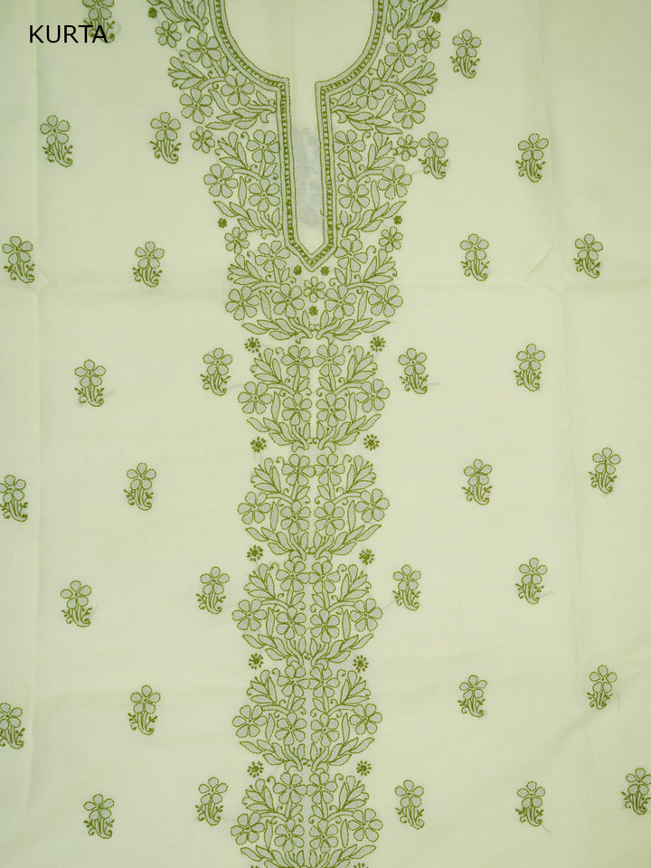 Women Hand Embroidered Cotton Chikankari Dress MaterialPCSCU00406FS-LEMON