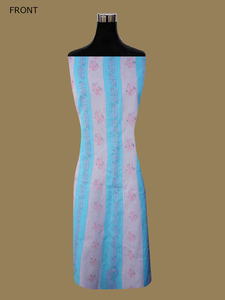 Women Hand Embroidered Chikankari Cotton Dressmaterial PC4120-POWDERBLUE