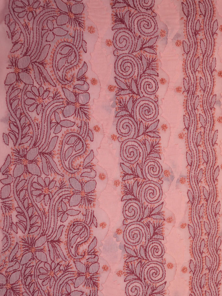 Women Hand Embroidered Chikankari Cotton Dressmaterial PC4120-DUSTYROSE