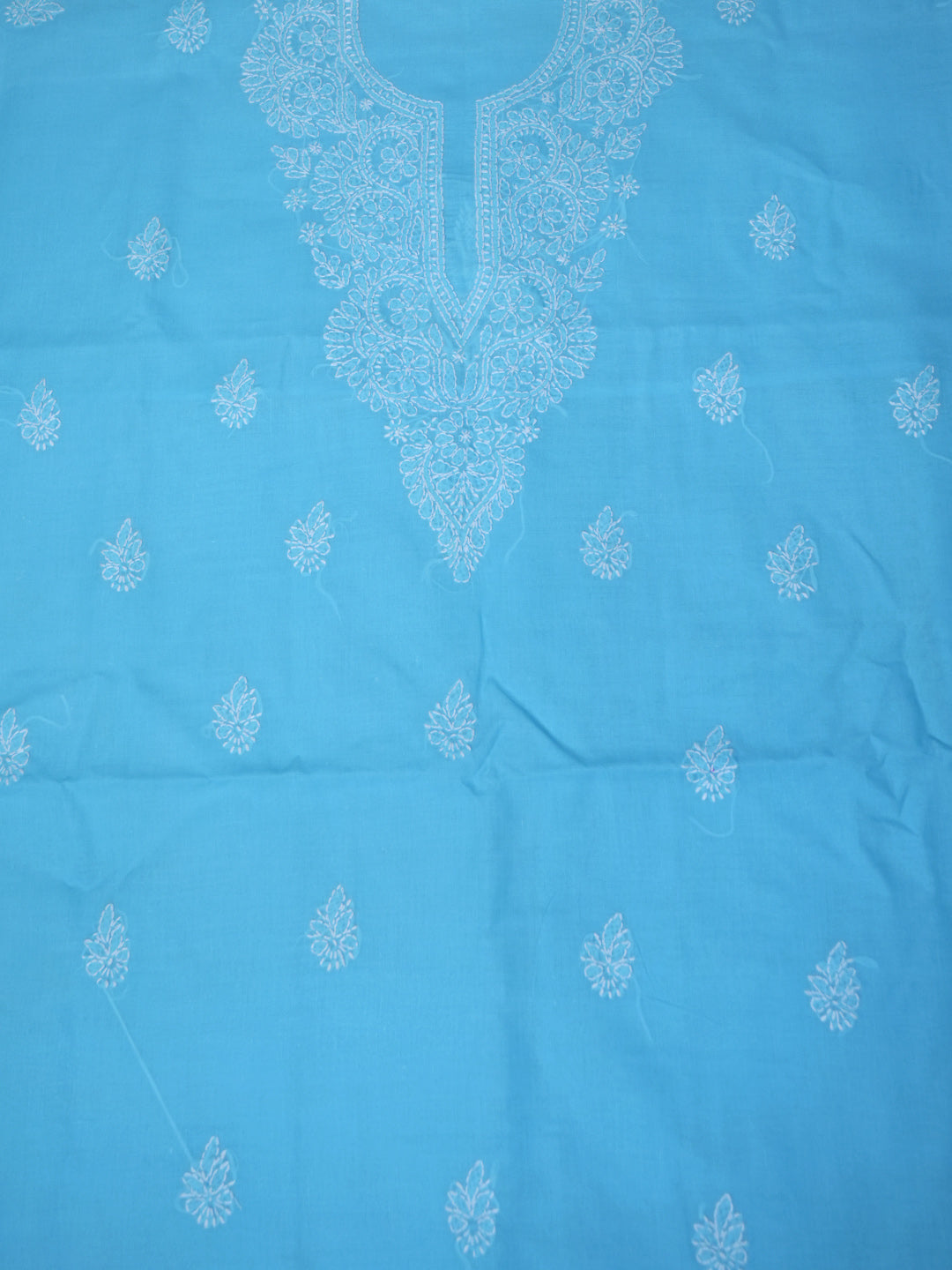 Women Hand Embroidered Cotton Chikankari Dress Material PCSCU00104FS Blue