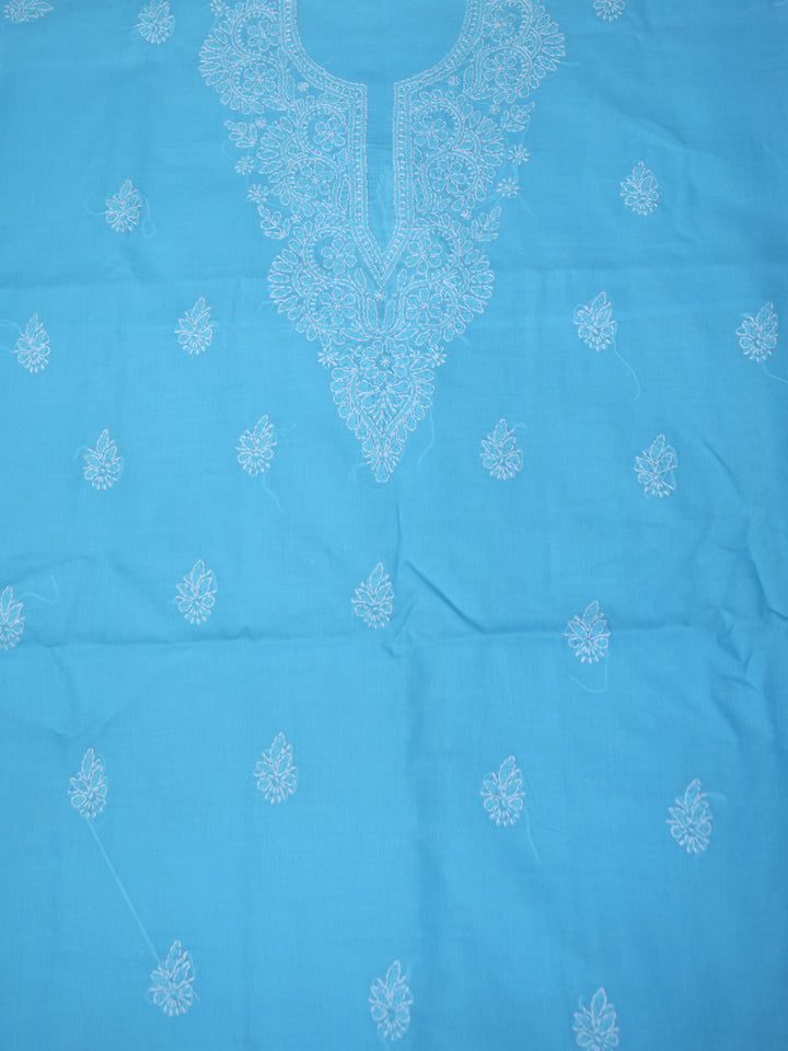 Women Hand Embroidered Cotton Chikankari Dress Material PCSCU00104FS Blue
