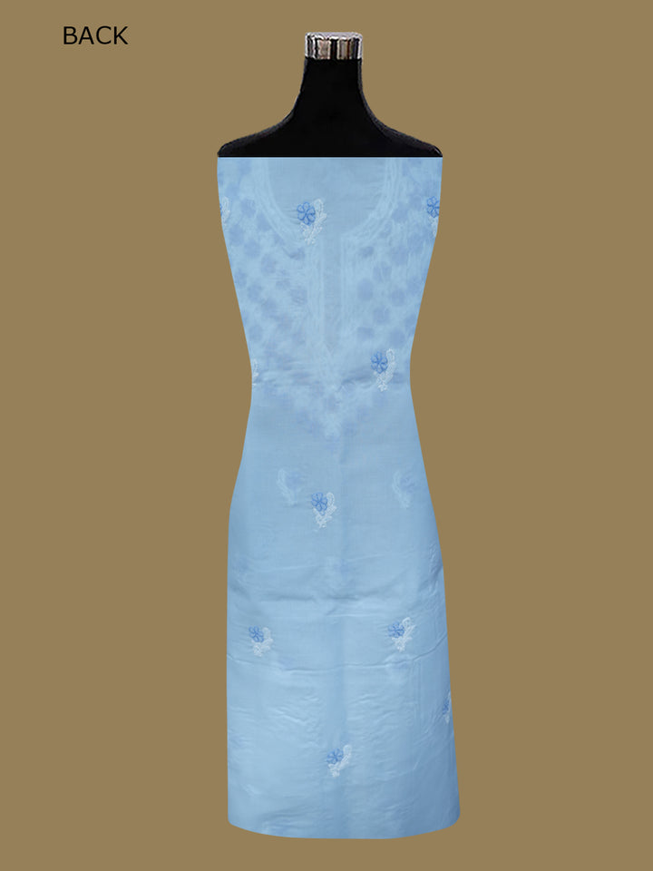 Women Hand Embroidered Chikankari Cotton Dressmaterial PCSCU00102FS-Blue