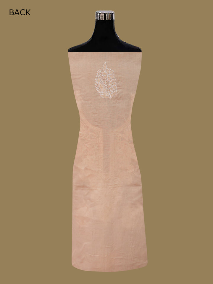 Women Hand Embroidered Chikankari Cotton DressMaterial PCSCU00104FS-PEACH