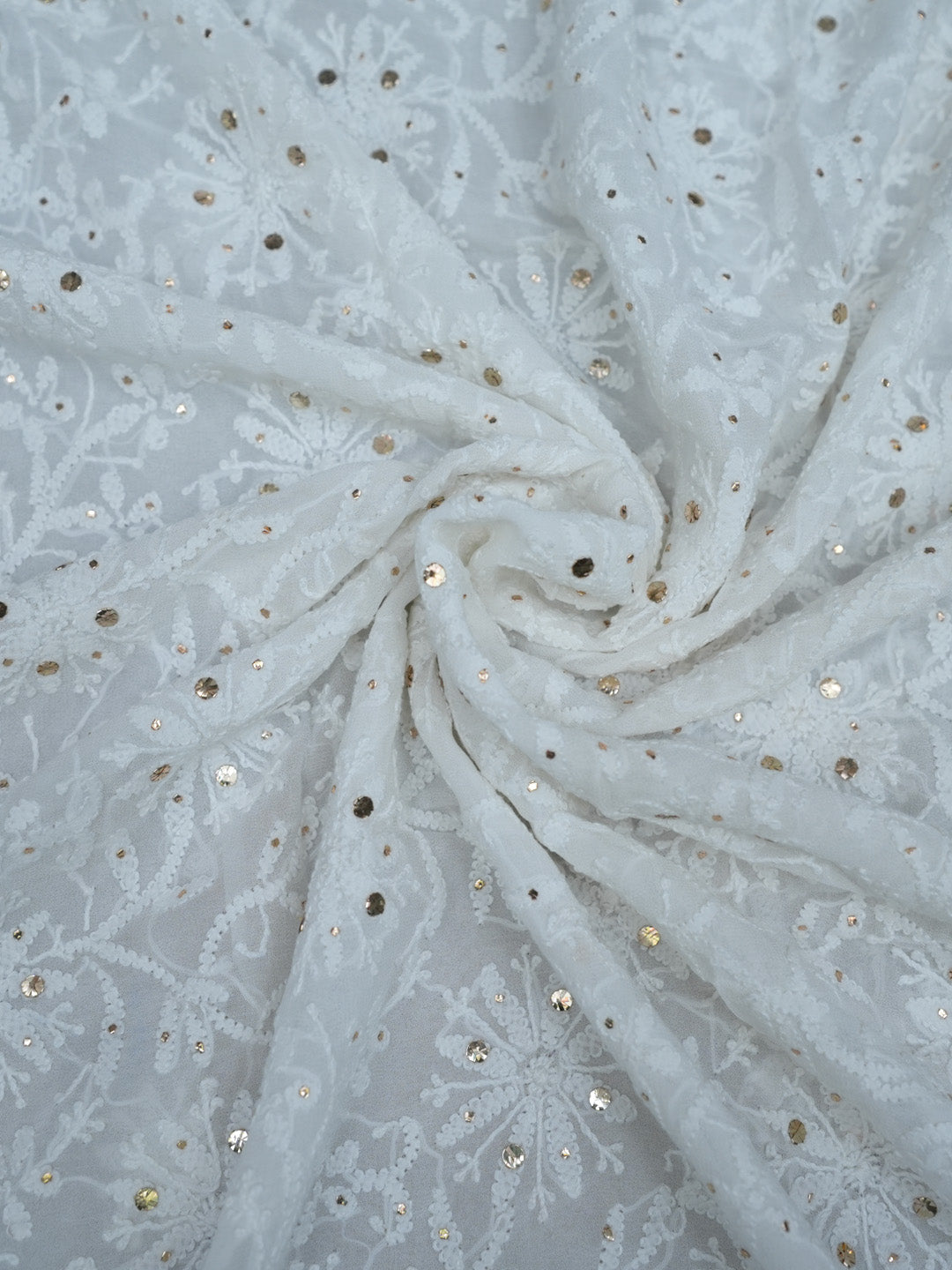 Women Hand Embroidered Chikankari Viscose Georgette Dressmaterial PC4124-WHITE3