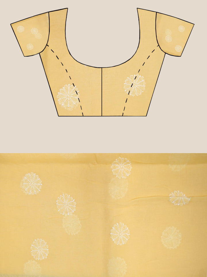 Hand Embroidered Chikankari Cotton Saree PCSAR02 Yellow