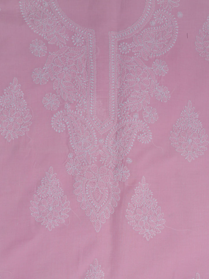 Women Hand Embroidered Chikankari Cotton Dressmaterial PCSCU00104FS-FLUORESCENTPINK