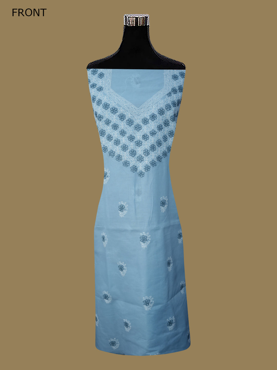 Women Hand Embroidered Chikankari Cotton Dressmaterial PCSCU00102FS-GREY