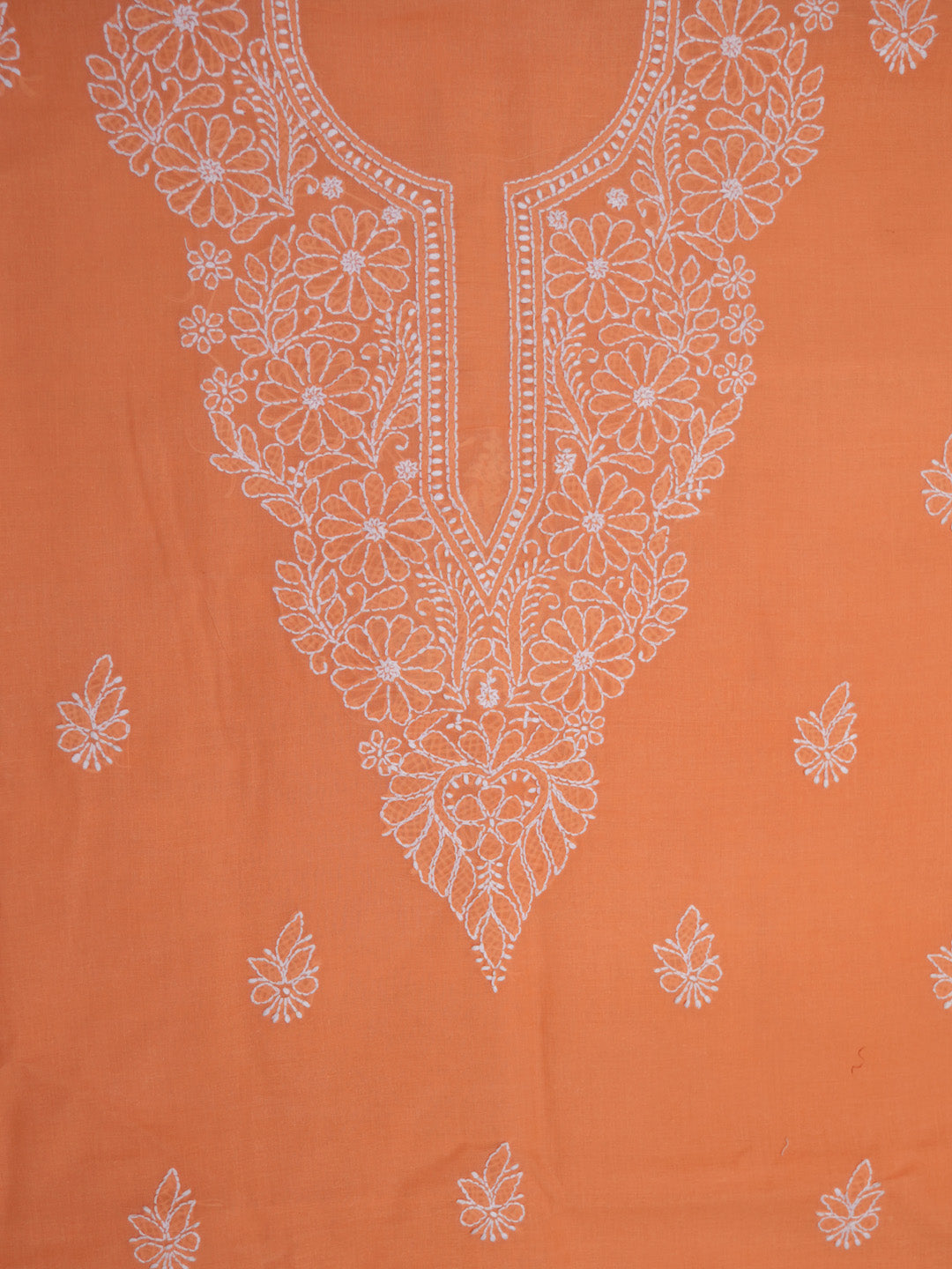 Women Hand Embroidered Cotton Chikankari Dress Material PCSCU00104FS Orange