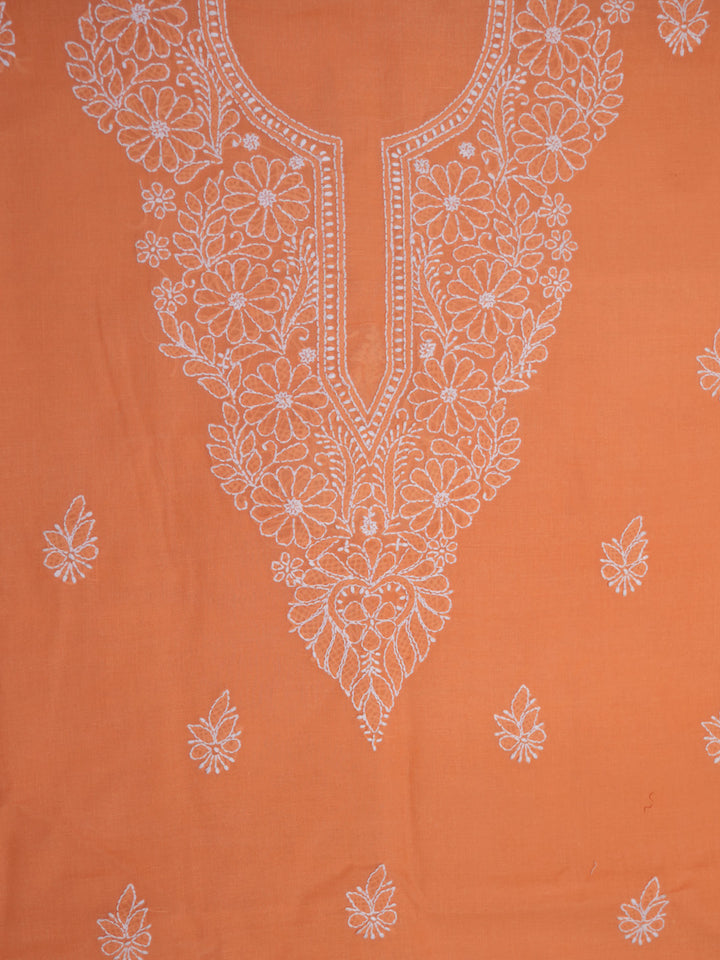 Women Hand Embroidered Cotton Chikankari Dress Material PCSCU00104FS Orange