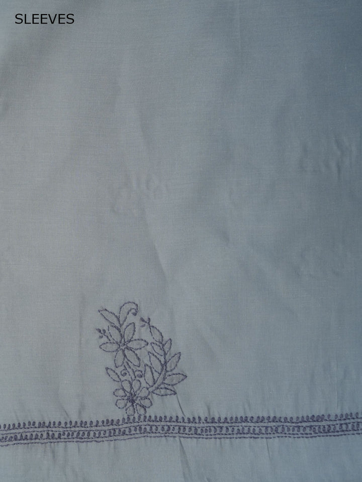 Women Hand Embroidered Cotton Chikankari Dress MaterialPCSCU00406FS-STEELGREY