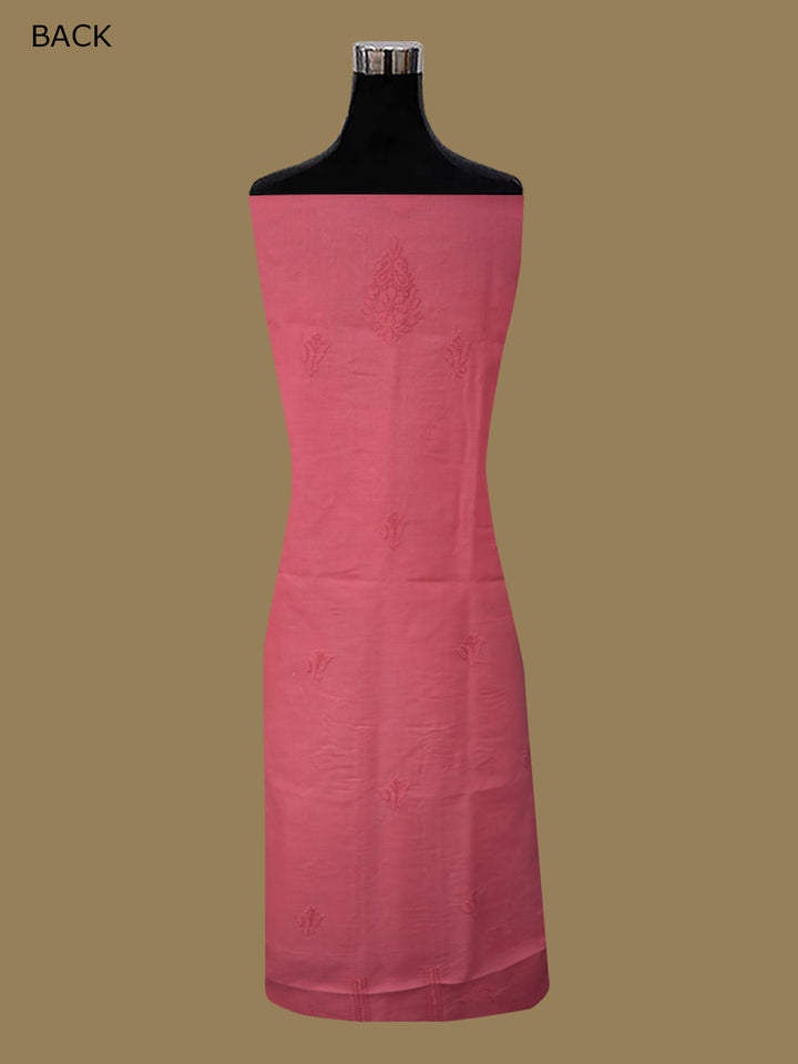 Women Hand Embroidered Cotton Chikankari Dress MaterialPCSCU00103FS-CARROTPINK