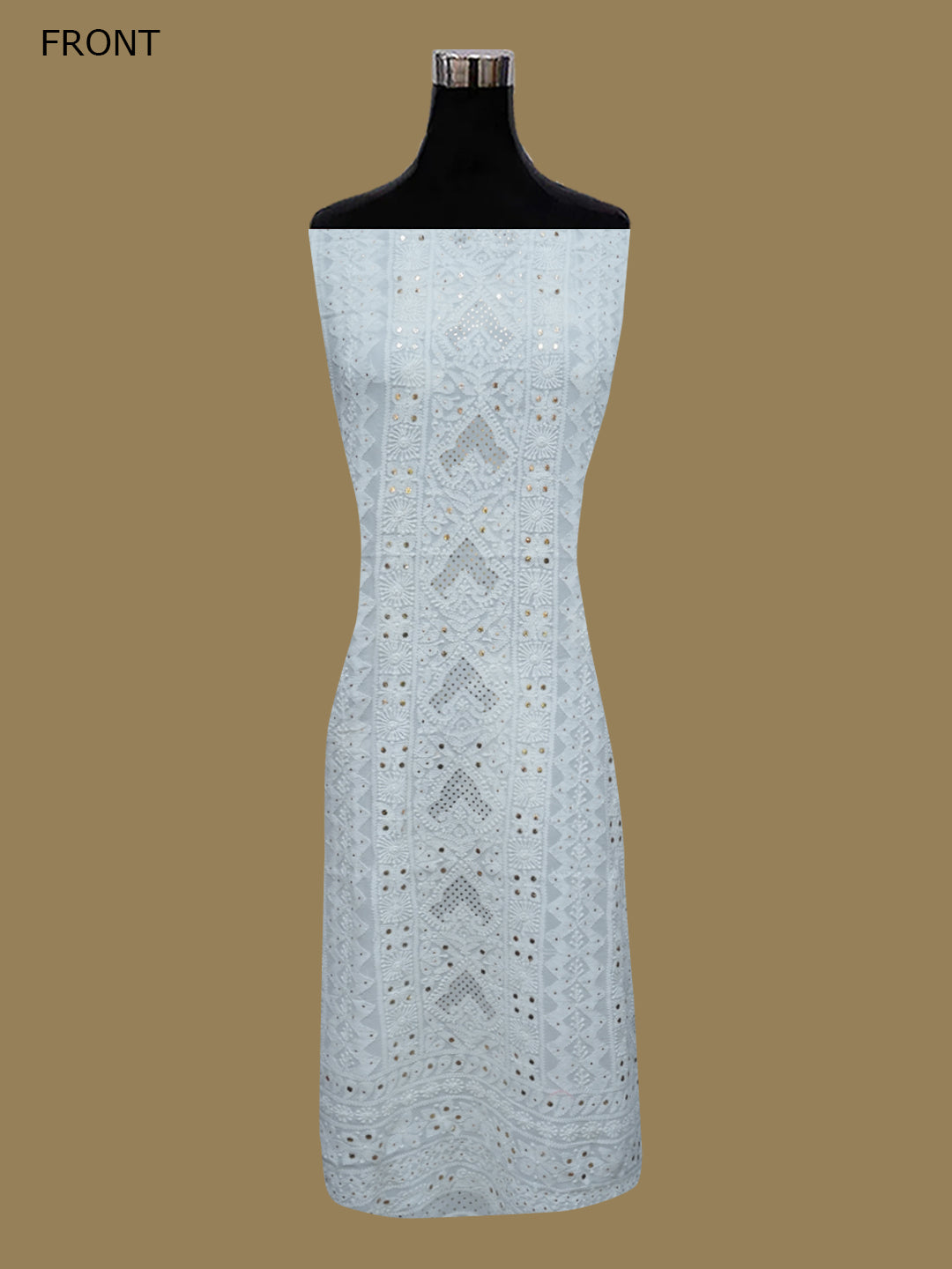 Women Hand Embroidered Chikankari Viscose Georgette Dressmaterial PC4124-WHITE9