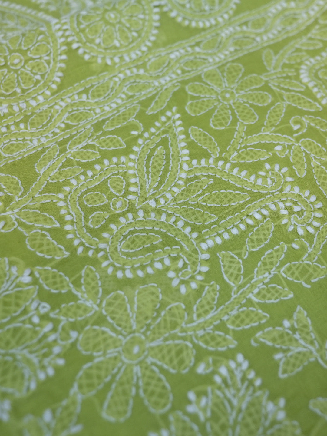 Hand Embroidered Chikankari Cotton Saree PCSAR02 Lightgreen