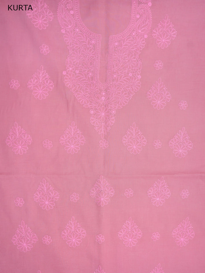 Women Hand Embroidered Chikankari Cotton Dressmaterial PCSCU00406FS-ROSEPINK