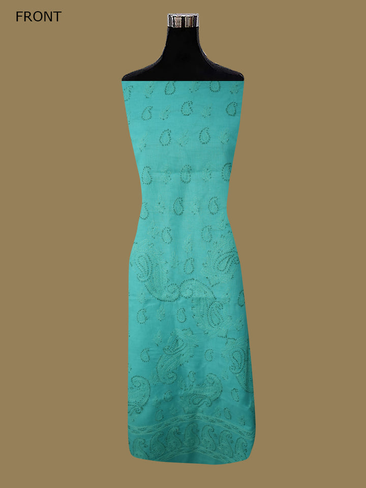 Women Hand Embroidered Chikankari Cotton Dressmaterial PC4120-GREEN
