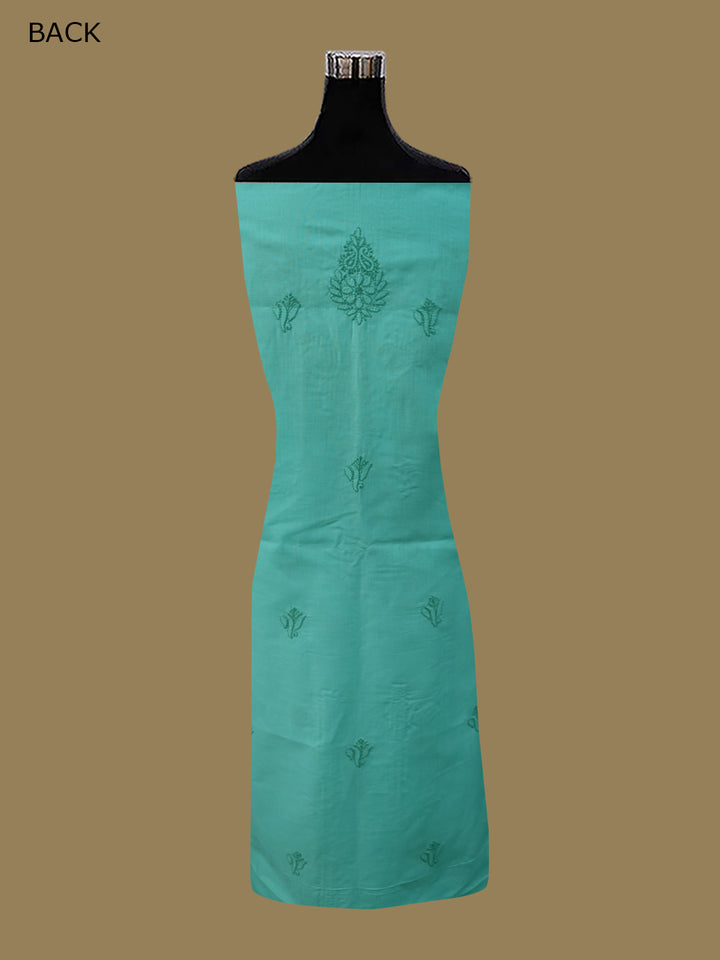 Women Hand Embroidered Cotton Chikankari Dress MaterialPCSCU00103FS-GREEN