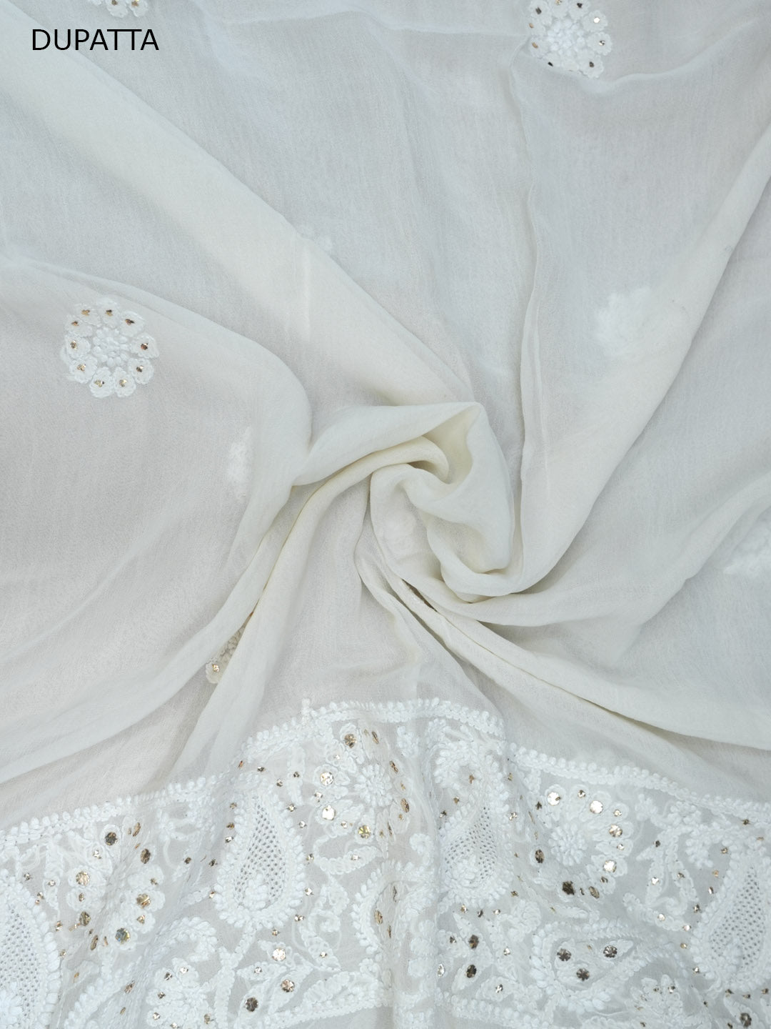 Women Hand Embroidered Chikankari Viscose Georgette Dressmaterial PC4124-WHITE6