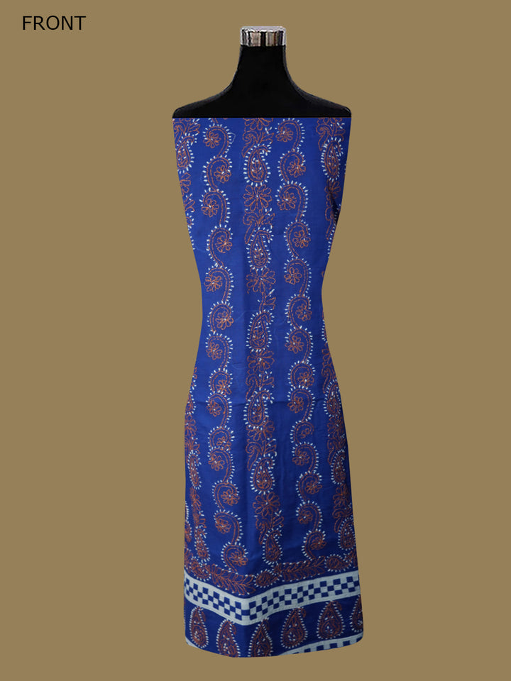 Women Hand Embroidered Chikankari Cotton Dressmaterial PC4120-NAVYBLUE
