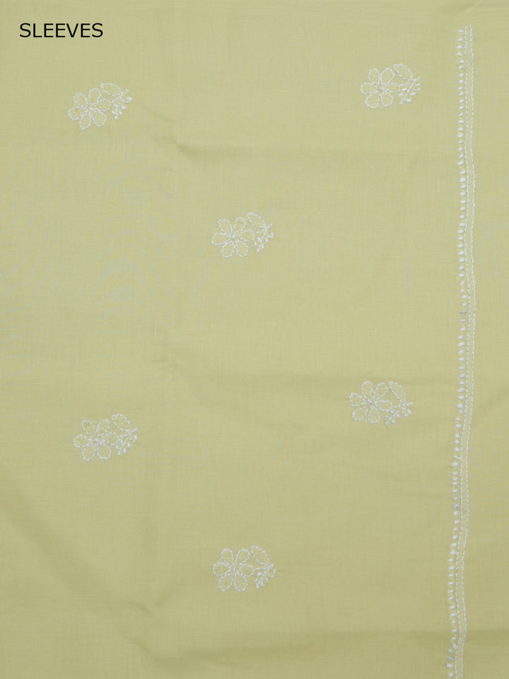 Women Hand Embroidered Chikankari Cotton Dressmaterial PCSCU00104FS-Yellow