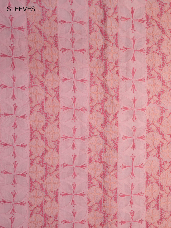 Women Hand Embroidered Chikankari Cotton Dressmaterial PC4120-CORALPINK