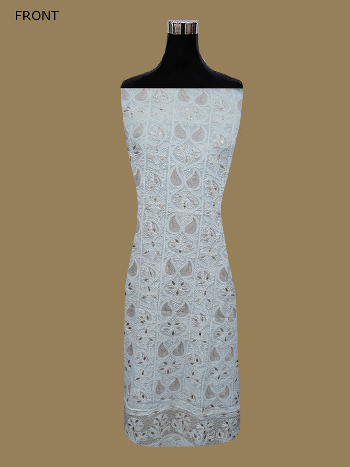 Women Hand Embroidered Chikankari Viscose Georgette Dressmaterial PC4124-WHITE8
