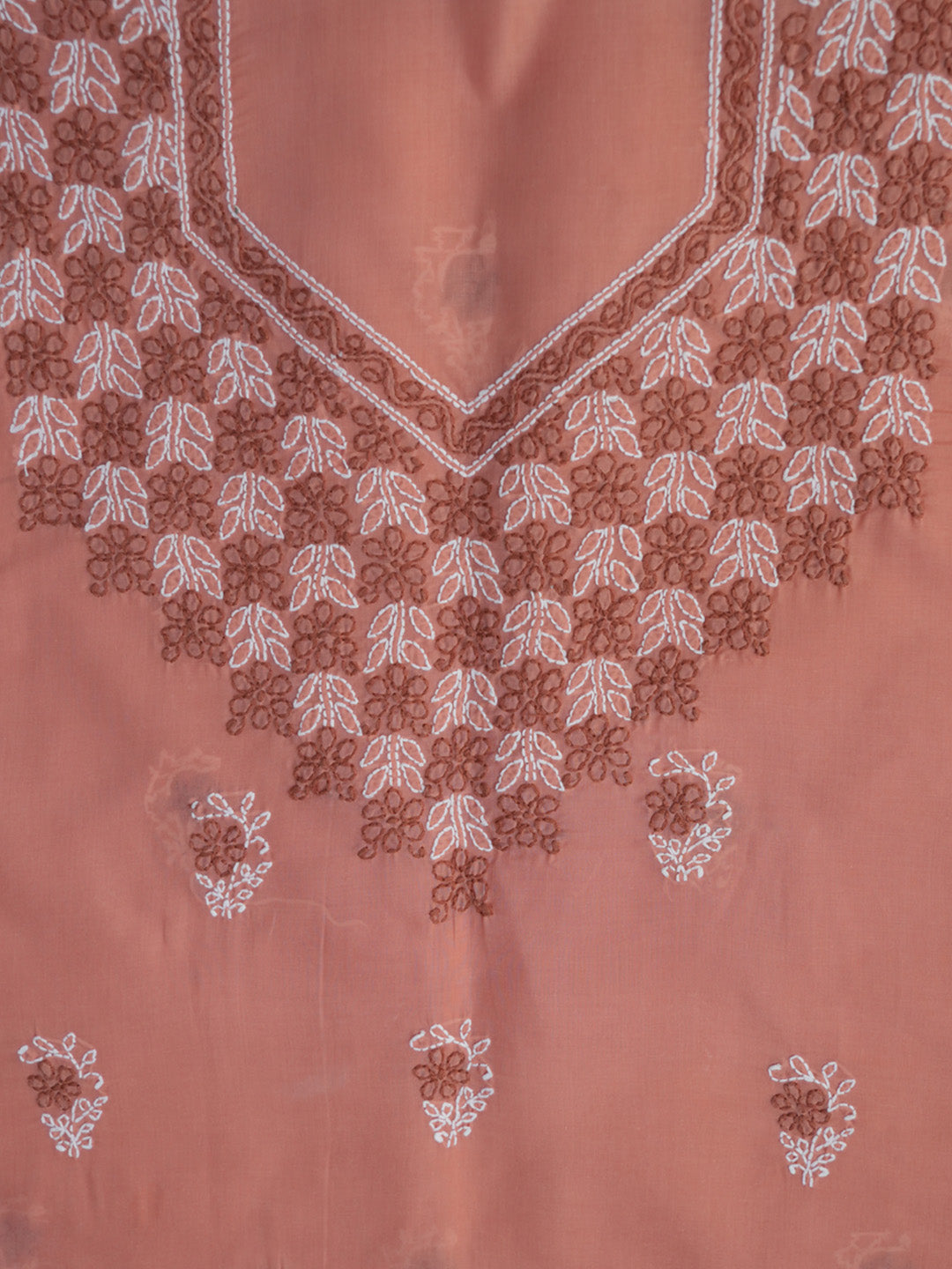 Women Hand Embroidered Chikankari Cotton Dressmaterial PCSCU00102FS-PEACH