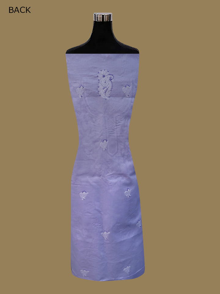 Women Hand Embroidered Cotton Chikankari Dress MaterialPCSCU00104FS-LAVENDER