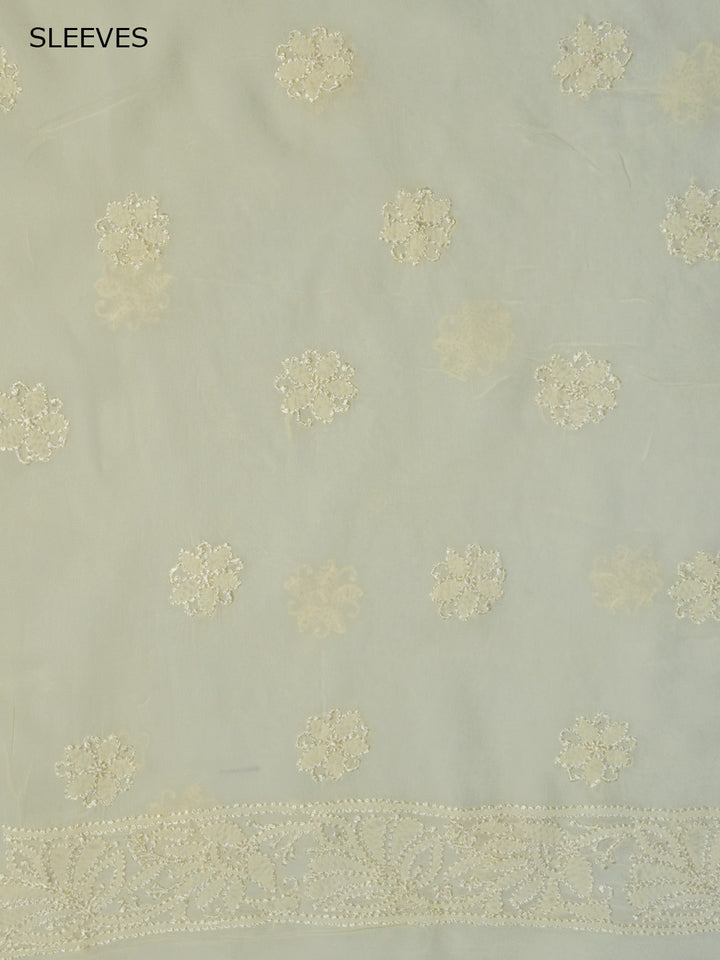 Women Hand Embroidered Chikankari Viscose Georgette Kurta Fabric PC4122-LEMON