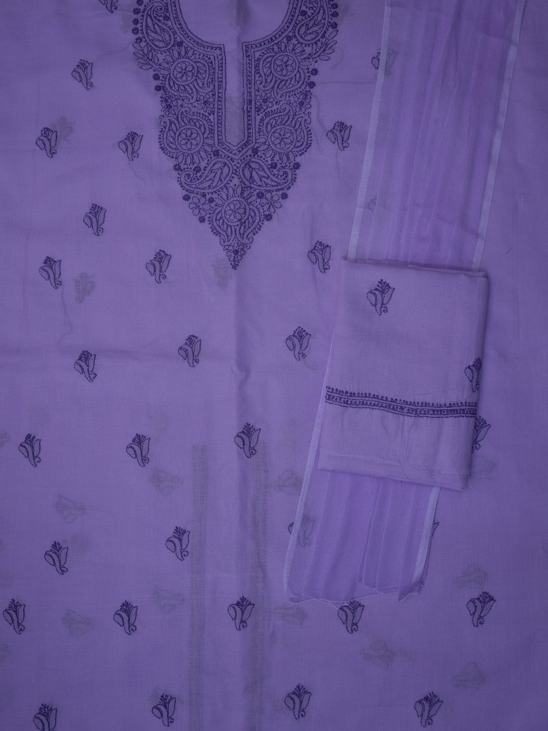 Women Hand Embroidered Chikankari Cotton Dressmaterial PCSCU00103FS-Mauve