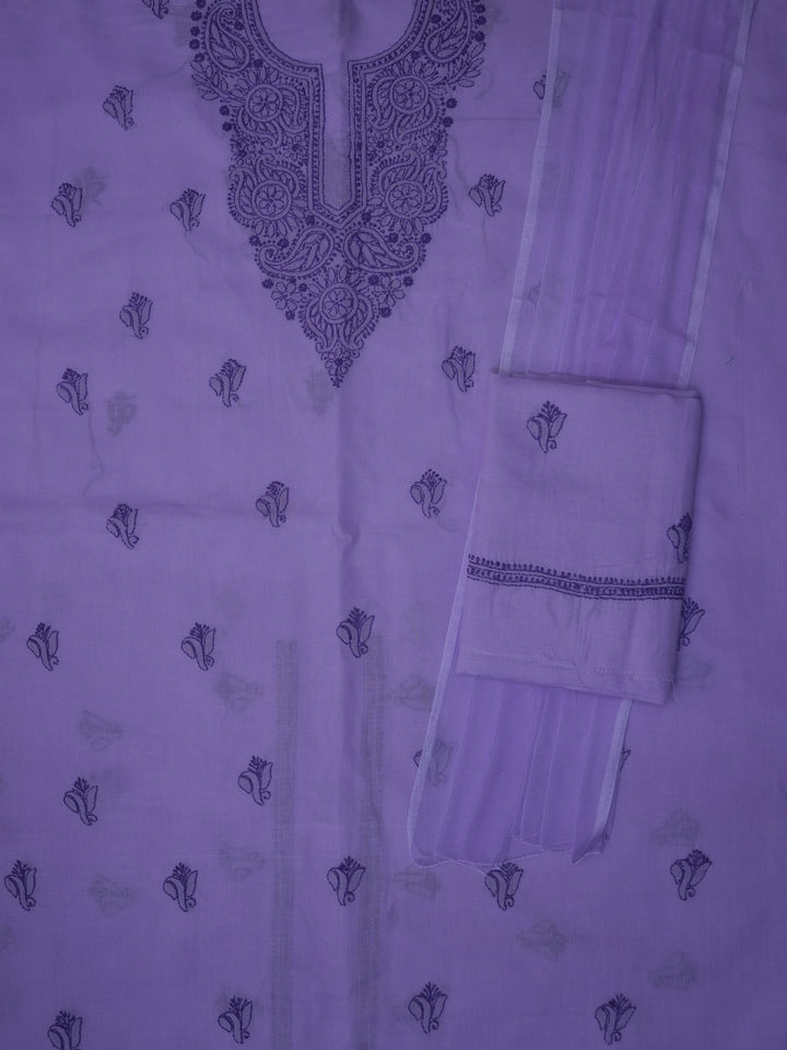 Women Hand Embroidered Chikankari Cotton Dressmaterial PCSCU00103FS-Mauve
