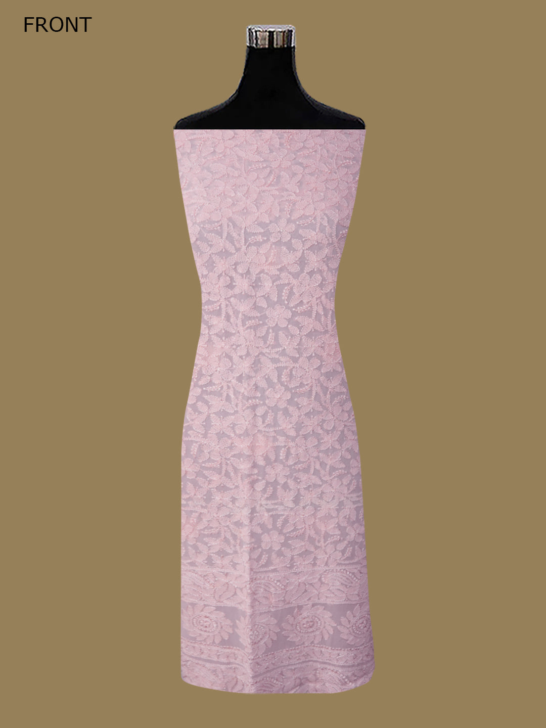 Women Hand Embroidered Chikankari Viscose Georgette Kurta Fabric PC4122-PEACH