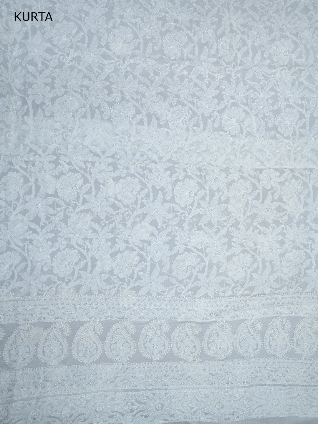 Women Hand Embroidered Chikankari Viscose Georgette Dressmaterial PC4123-WHITE5