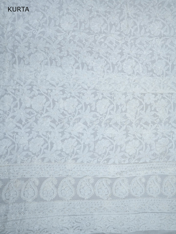 Women Hand Embroidered Chikankari Viscose Georgette Dressmaterial PC4123-WHITE5