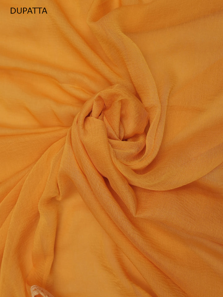 Women Hand Embroidered Chikankari Cotton Dressmaterial PCSCU00103FS-MUSTARD