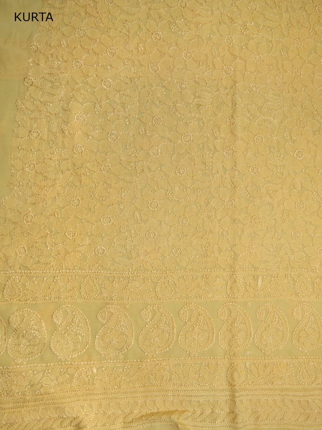 Women Hand Embroidered Chikankari Viscose Georgette Kurta Fabric PC4122-YELLOW