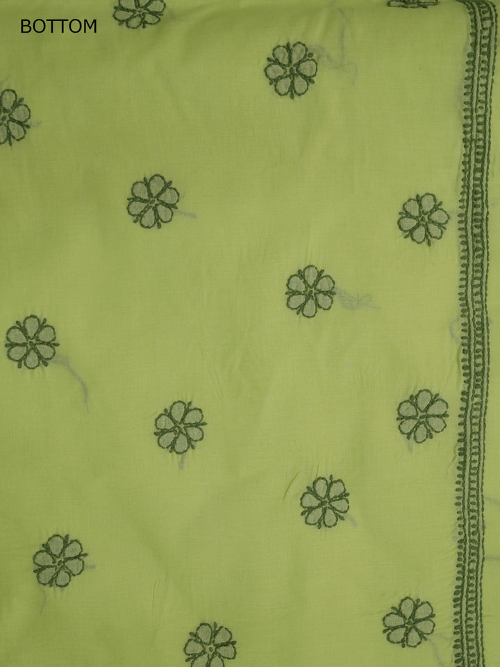 Women Hand Embroidered Cotton Chikankari Dress MaterialPCSCU00406FS-LIMEGREEN
