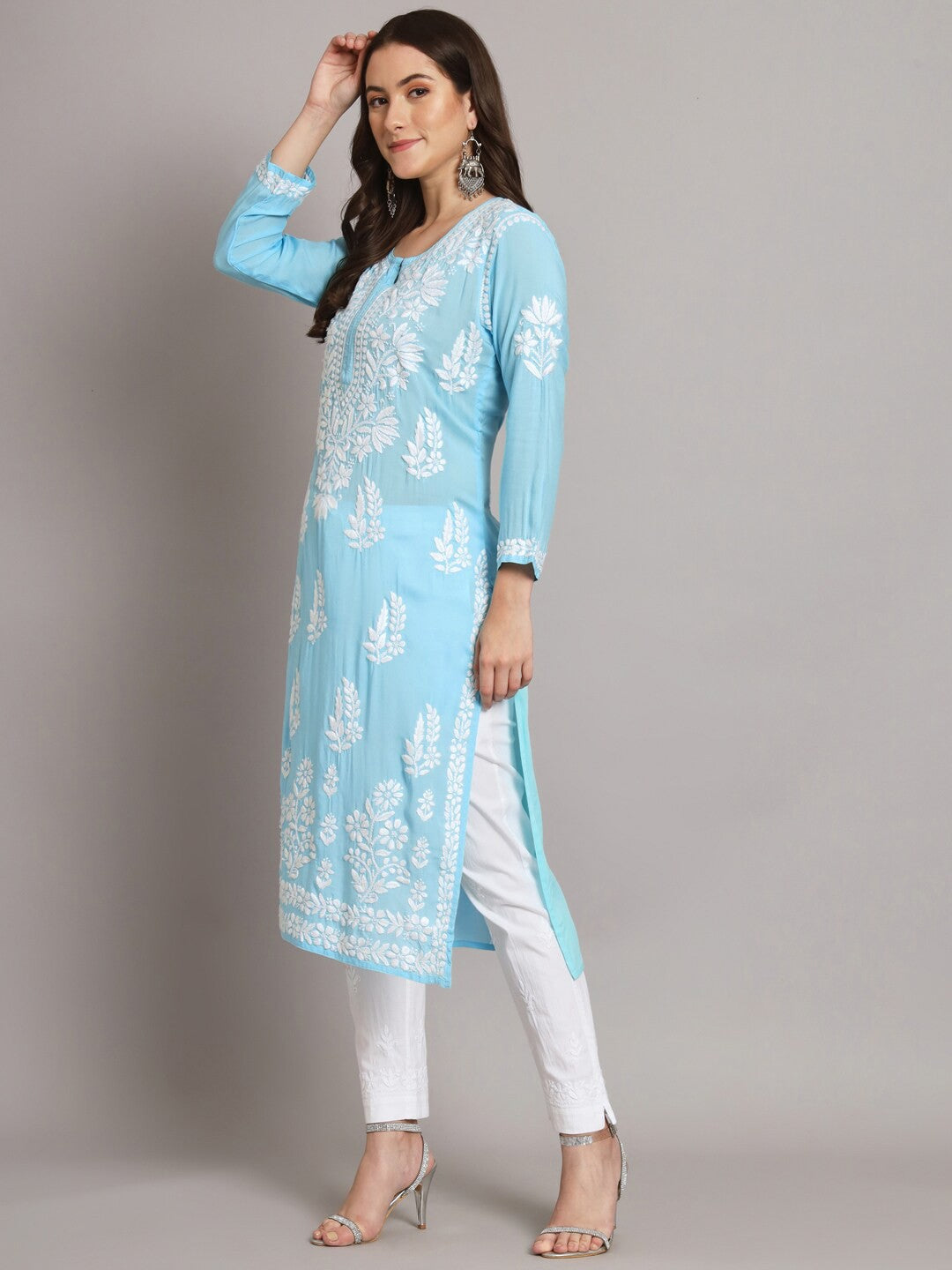 Women Hand Embroidered Chikankari Modal Straight Kurta- PC3659