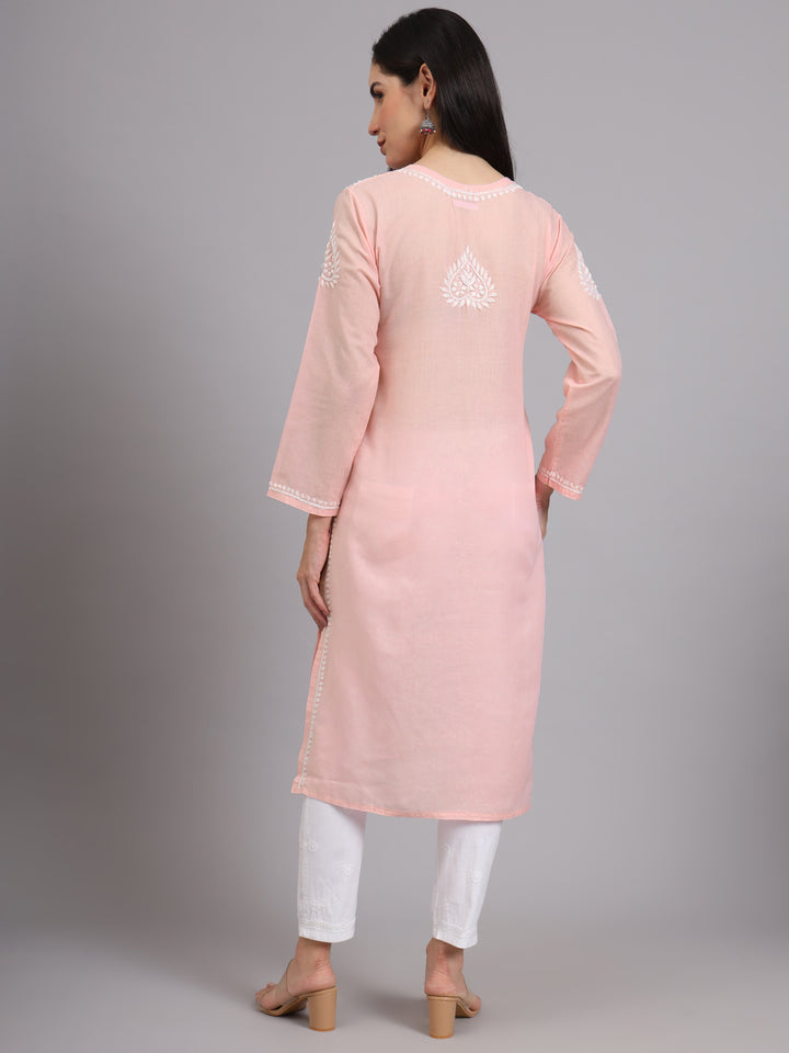 Women Hand Embroidered Lucknowi Chikankari Cotton Ethnic Motifs Kurta PC3997