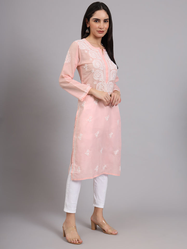 Women Hand Embroidered Lucknowi Chikankari Cotton Ethnic Motifs Kurta PC3997