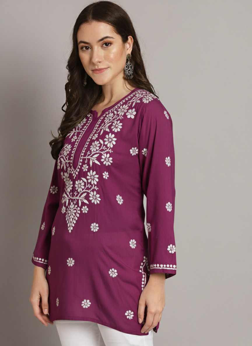 Women Hand Embroidered Chikankari Modal Kurti PC3611