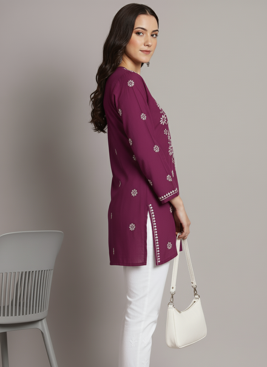 Women Hand Embroidered Chikankari Modal Kurti PC3611